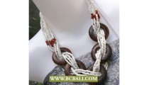 Wrap Beaded White mixed Wooden Necklaces Fashion